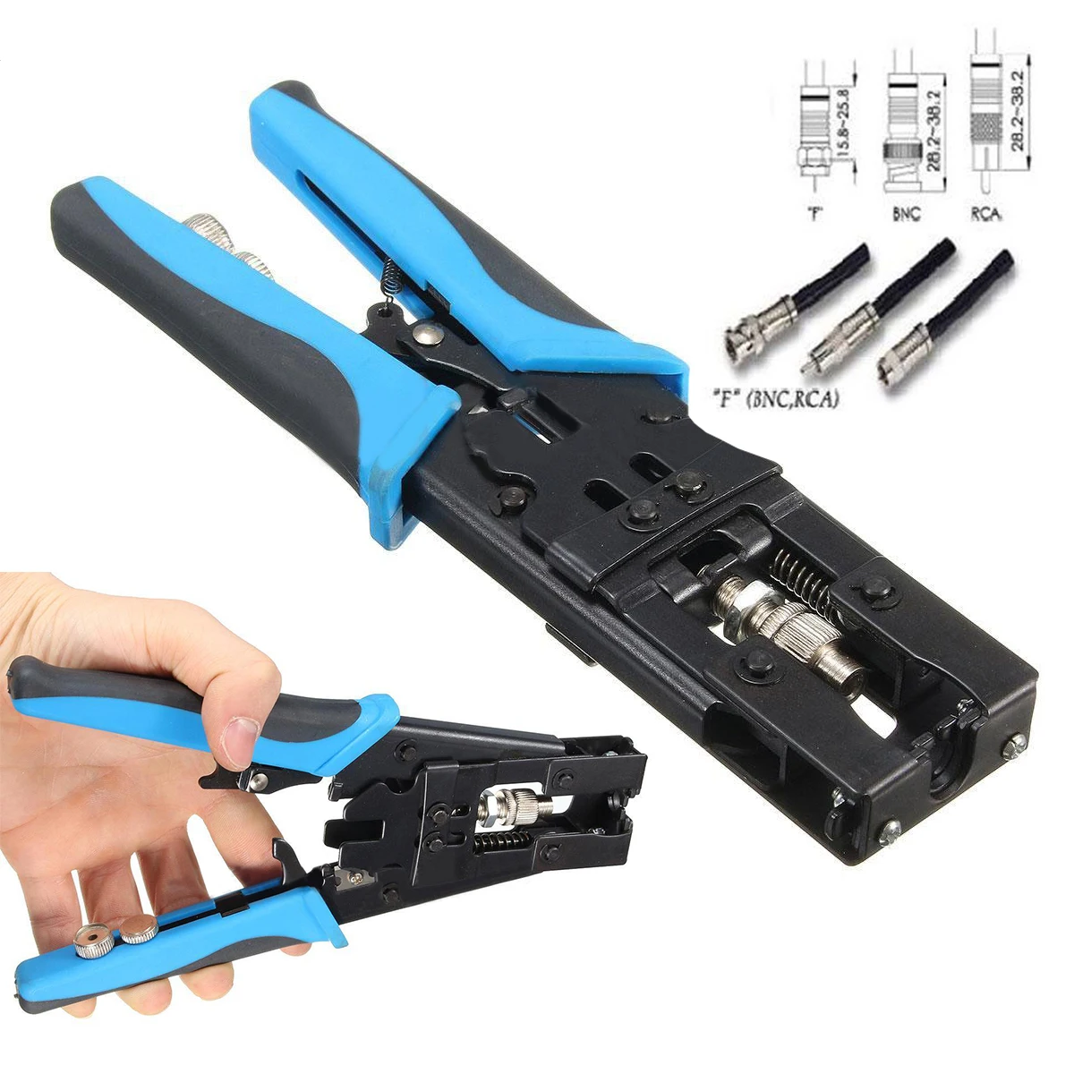 

1pcs New Coax Compression Crimper Tool BNC/RCA/F Connector RG59/58/6 Cable Wire