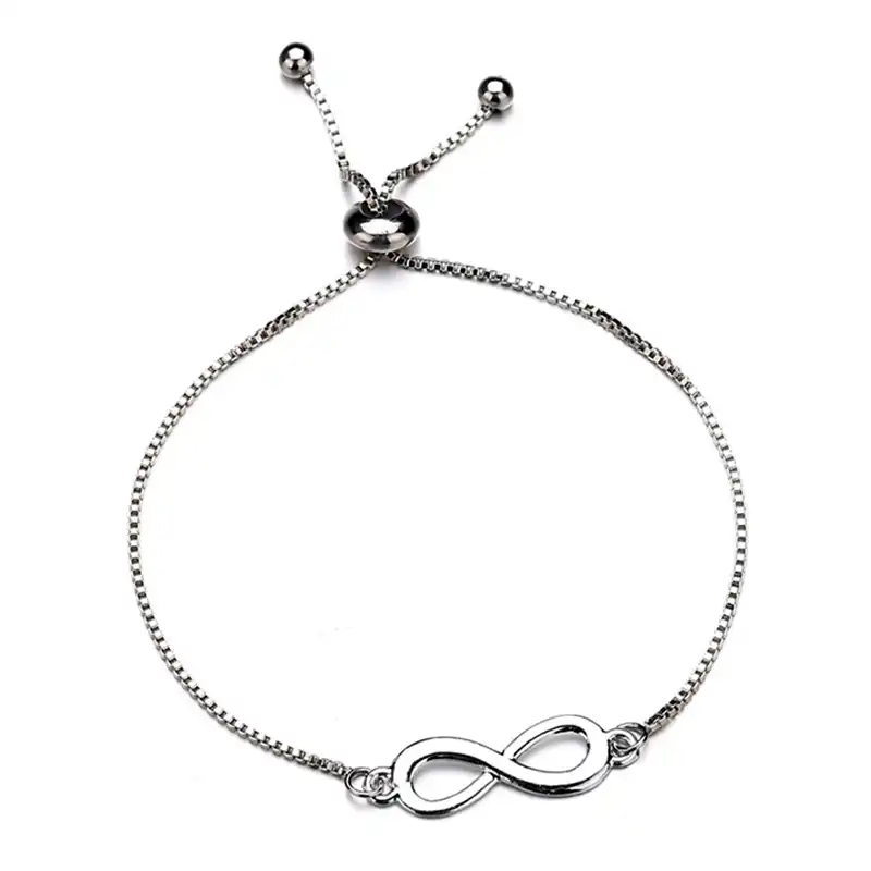 Hot Infinity Charm Bracelet For Women Adjule Silver Color Hot Infinity Charm Bracelet For