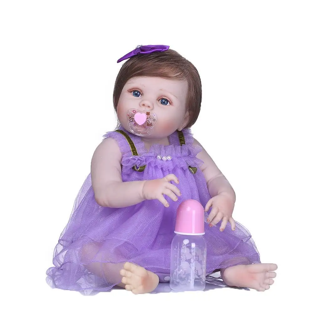 

Kids Soft Silicone Realistic With Clothes Reborn 2-4Years Purple Baby Doll Collectibles, Gift, Playmate