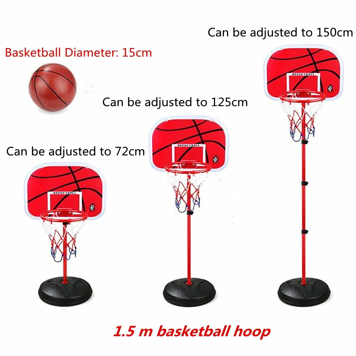 Баскетбольный обруч+ баскетбольный мяч+ насос, 1,5 м, регулируемый по высоте, детский баскетбольный обруч Mimi, ободок, сетчатый набор, баскетбольный мяч, 72-150 см