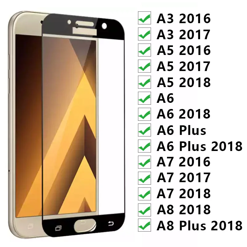 Для samsung A5 A3 A7 A6 плюс A8 Защитное стекло для экрана протектор чехол Полный пленку на чехол для Galaxy Note 8 7 6 3 5a