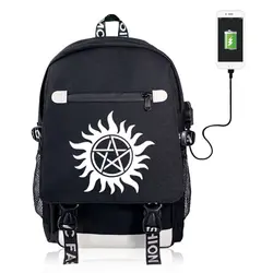 Сверхъестественная usb зарядка Рюкзак холщовая школьная сумка, рюкзак Mochila Студенческая дорожная сумка для ноутбука для мальчиков и девочек
