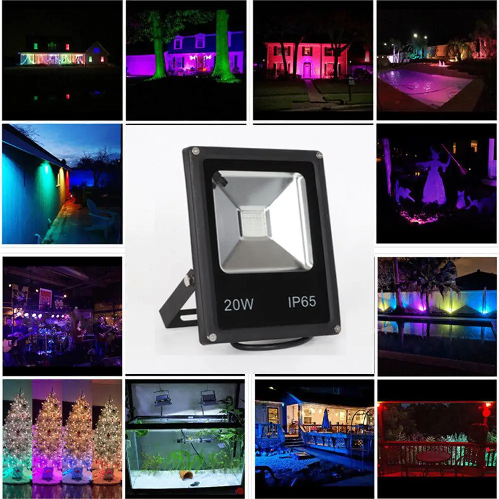 Adeeing LED 20W Waterproof RGB Floodlight Spotlight Outdoor Lighting