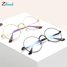 Zilead, винтажные очки, круглая оправа, простые зеркальные очки, унисекс, Ретро стиль, дизайнерские, металлические, нулевой диоптрий, очки, мода для студентов, подарок