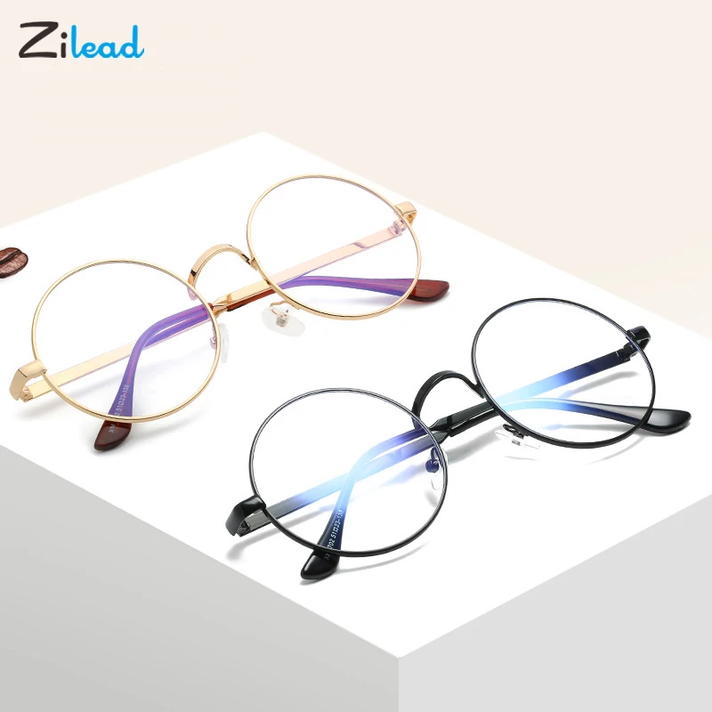 

Zilead Vintage Glasses Round Frame Plain Mirror Eyeglass Unisex Retro Designer Metal Zero Diopter Eyewear Fashion Students Gift