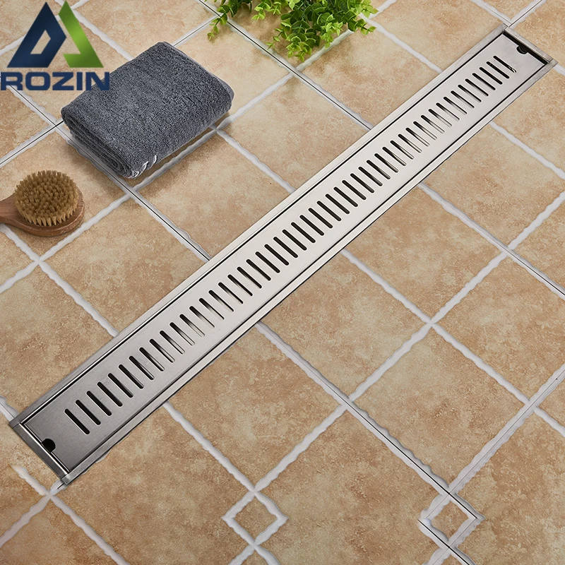 Stainless Steel Bathroom Drainer Floor Drain Linear Long Shower Waste Grate 