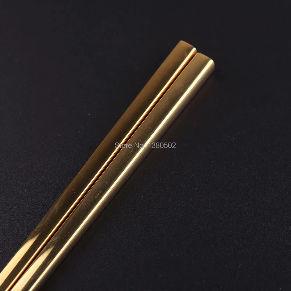 2 пар/лот 304 нержавеющая сталь прочный портативный титановый покрытый золотой металлические палочки для еды Экологичные Чоп палочки
