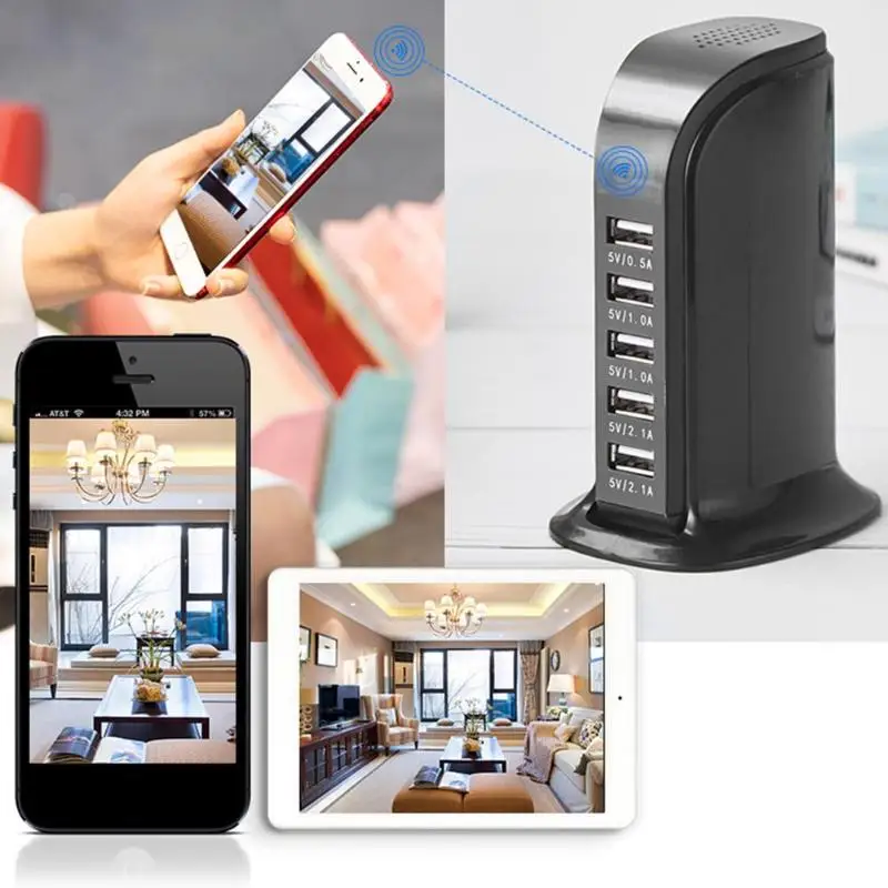 Мини 4 к Wi Fi HD 1080 P камера стены зарядное устройство беспроводной 4USB с