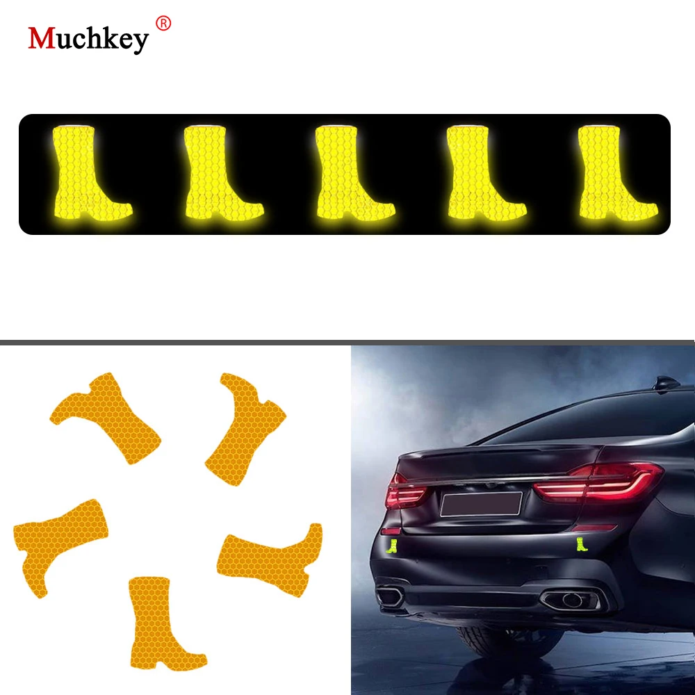 

10pcs Shoes Boots Safe Reflective Stickers Baby Safety Reflector Decal for Bikes Cycling Motorcycle Car Mountain Cars 50x60mm