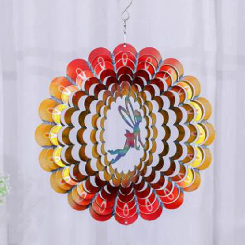 

3D Metal Creative Colorful Pattern Wind Chimes Hanging Wind Spinner Home Decor