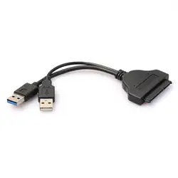 USB 3,0 к Sata 22pin данных Enhanced мощность кабель адаптер для 2,5 дюймов HDD жесткий диск драйвер кабеля, 0,15 м/0.5ft, черный