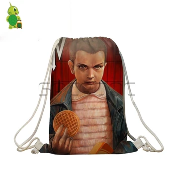 

Stranger Things Eleven Printed Drawstring Bag Students Small School Bags Women Men Softback Travel Bags Boys Girls Beach Bags