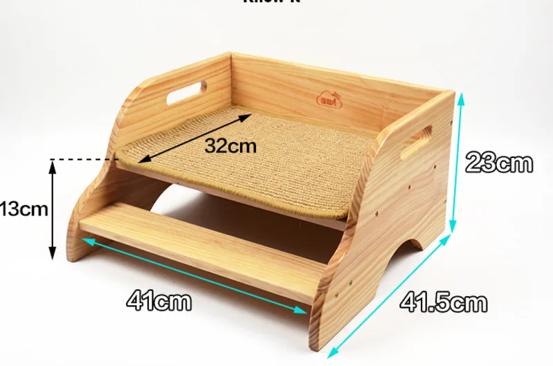 Высококачественная домашняя портативная деревянная кровать для кошки с сизальной подушкой милый питомец платформа противоскользящая кровать для щенка ленивого кота CW147