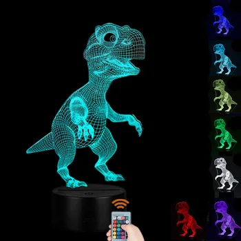 

Dinosaur 3D LED Illusion Lamp Remote Control Optical Illusion Lights 7 colors Changeable Night Lamp Kids Boy's Christmas Gift