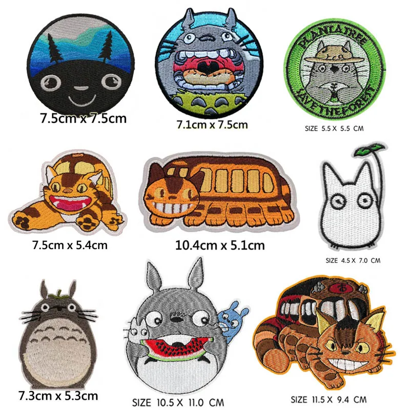 

Cartoon character TOTORO embroidered iron on patch, cartoon Movie fabric badge, jacket jean clothing applique DIY accessoreis