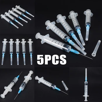 

5 Set New Sharp Tip Syringe 5ml Plastic Syringe With Sharp End Tip Needle and Storage Cap For Glue For Dispensing Adhesives