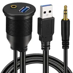 OPQ-USB 3,0 и 3,5 мм Автомобильный монтажный кабель 3,5 мм + USB3.0 AUX удлинитель приборной панели водонепроницаемый монтажный кабель для автомобиля