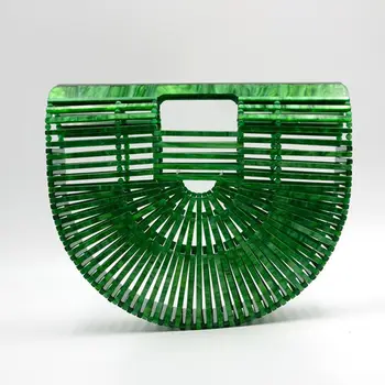 

Acrylic Basket Bag Shoulder Travel Beach Bags Woven Rattan Handbags Retro Round Hollow Straw Bag For Women Dropshipping 2018