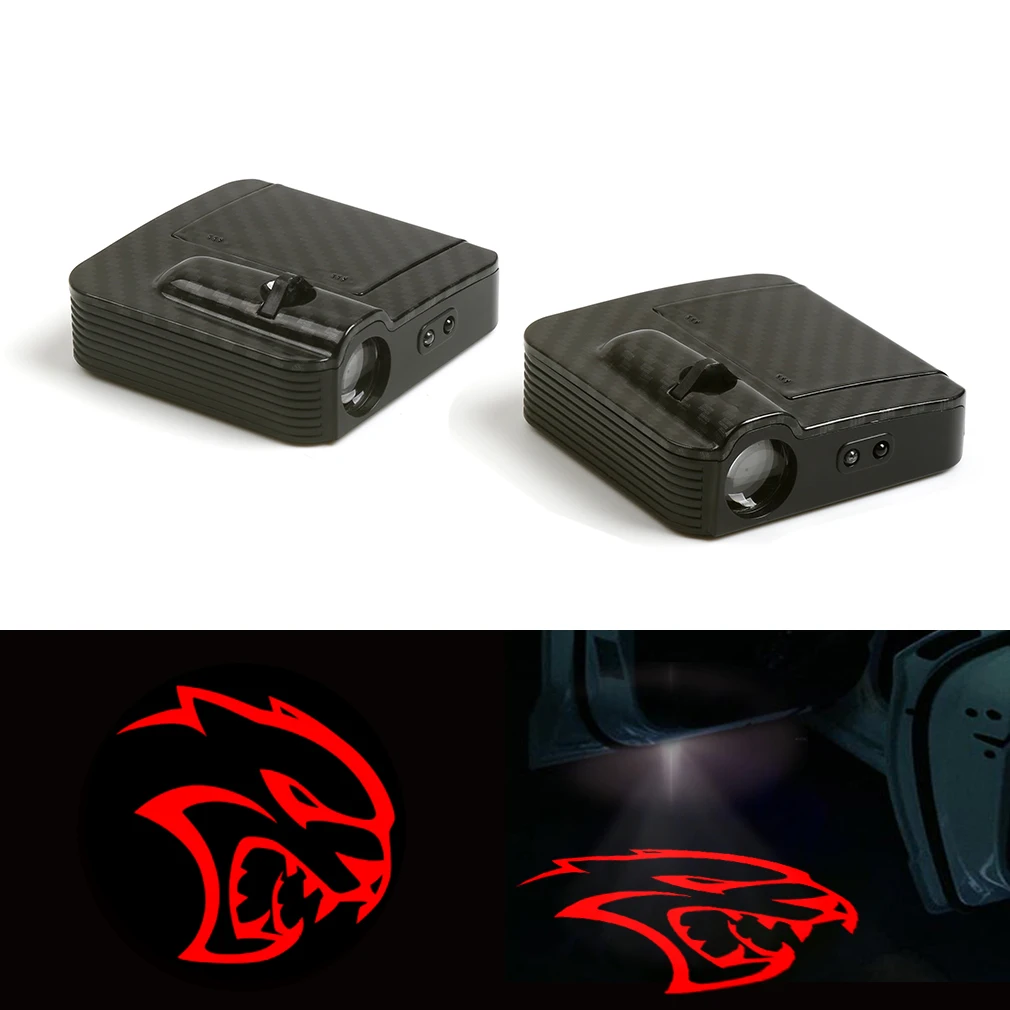 

2x Red Logo Car Door LED Laser Projector Shadow Light For Dodge Charger Hellcat