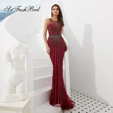 Vestidos De Fiesta De Noche с круглым вырезом и кристаллами Русалка Элегантный длинный формальный женские вечерние платья Простые Вечерние платья для выпускного вечера