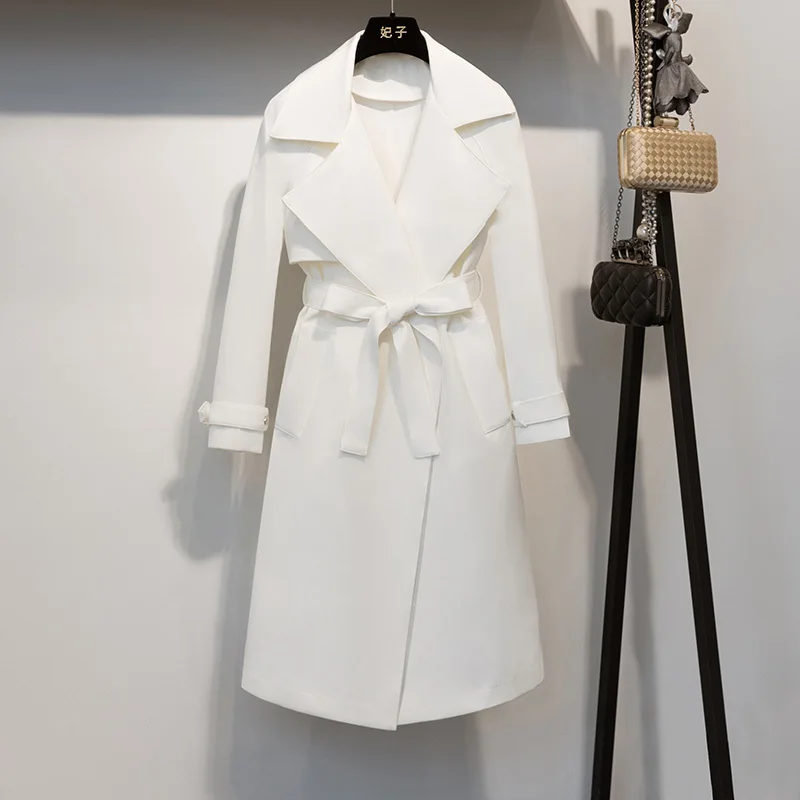 Chalaza Coupe vent Nouveau Vêtements 2019 Revers Q447 Modèle Manteau White Femmes Taille Blanc Femme Lâche Printemps Pour 2EIH9D
