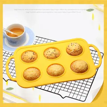 

Silicone Cake Mold Baking Tools Sturdy Handle Non Stick Muffins Cake 6 Cup Baking Mold Children's Day DIY Celebration Mould