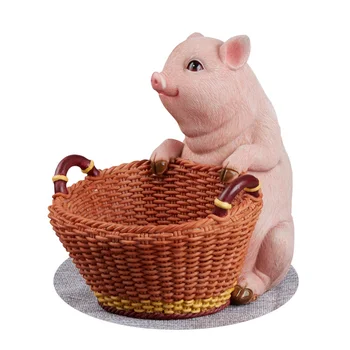 

Home Decoration Accessories Creative Resin Animal Decoration Crafts Nice Pig Key Storage Basket Desktop Storage Box Decoration