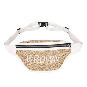 

Beach Straw Weave Waist Fanny Packs Women Belt Pouch Chest Bags for Ladies Travel Handbags Teenager Girls Money Purse 2019 New