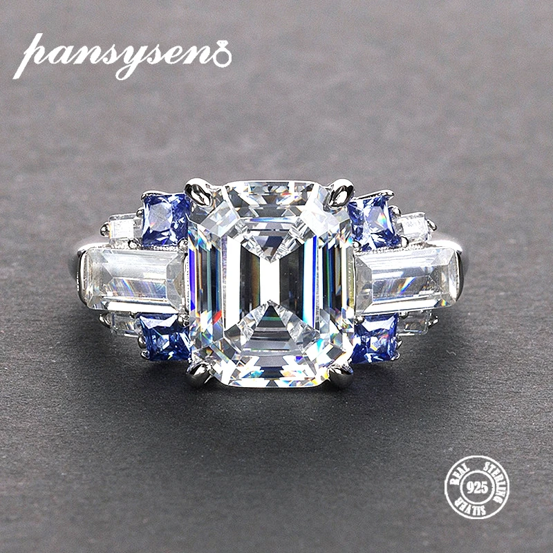 

PANSYSEN 5 Colors Exquisite Women's Wedding Engagement Moissanite Rings Natural Stone 100% S925 Silver Jewelry Ring Size 5-12