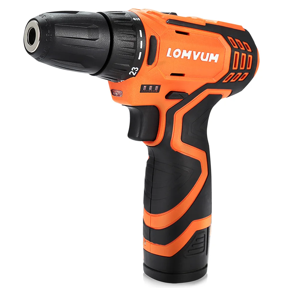 

Lomvum 12V Lithium-Ion Double Speed Electric Drill Set With LED Light Power Display Rechargeable Tool Sets With Anti-Slip Handle