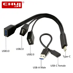 USB 3,1 Тип C Мужской до 1 USB 3,0 Порты и разъёмы + 2 USB2.0 Порты и разъёмы женский соединительный узел Splitter Кабель-адаптер для MacBook Pro Аксессуары для ПК