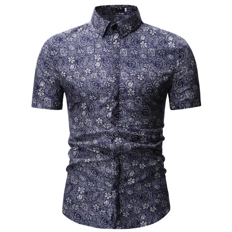 2019 الرجال قميص الصيف نمط النخيل شجرة طباعة الشاطئ قميص هاواي صيفي الرجال عارضة قصيرة الأكمام قميص هاواي قميص أوم 3XL 23 اللون