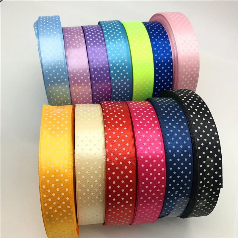 Satin Ribbons Ribbon Decoration Ribbon Supplies Satin Ribbon Sewing Ribbon Christmas Ribbon 5Yards 1" 25mm Printing Polka Dot Satin Ribbon Hair Bow Christmas Wedding Decoration DIY Sewing Craft