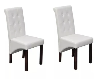 

VidaXL 2 Pcs Comfortable Dining Chairs White Synthetic Leather Living Room Seat Solid Computer Study Chair Modern Design