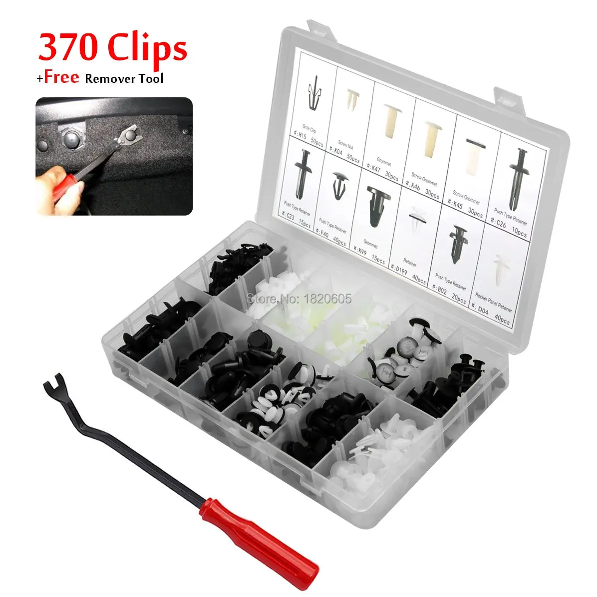 370 Clips +Tool Car Body Under Engine Splash Guard Rivet Fastener Bumper Trim Panel Hood