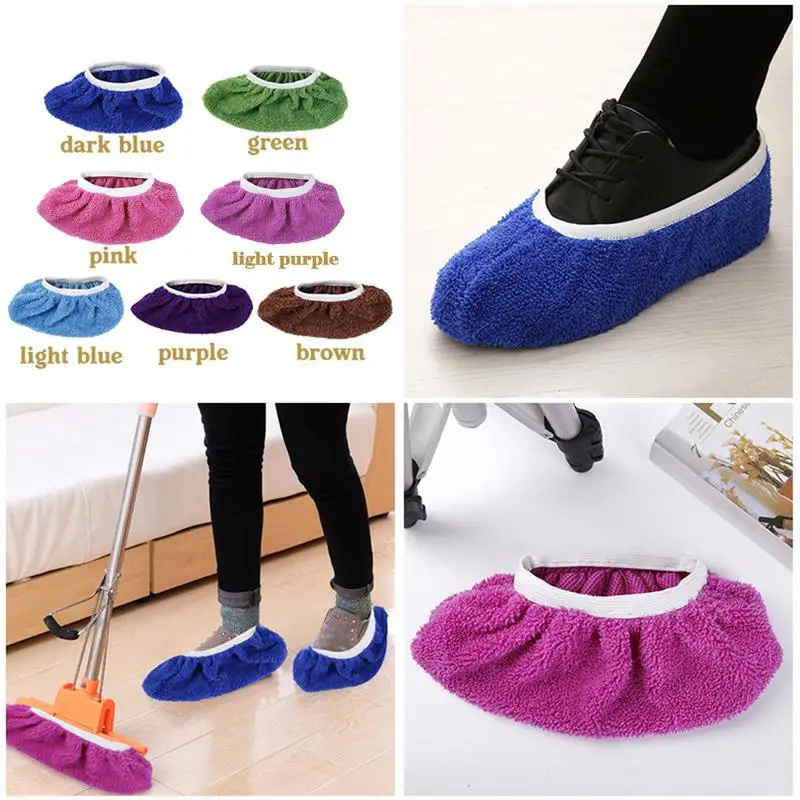 

One Pair Absorbent Anti-Skid Ultra-Fiber Shoe Covers Home Cleaning Supplies For Mopping The Floor For Mopping The Floor 2019