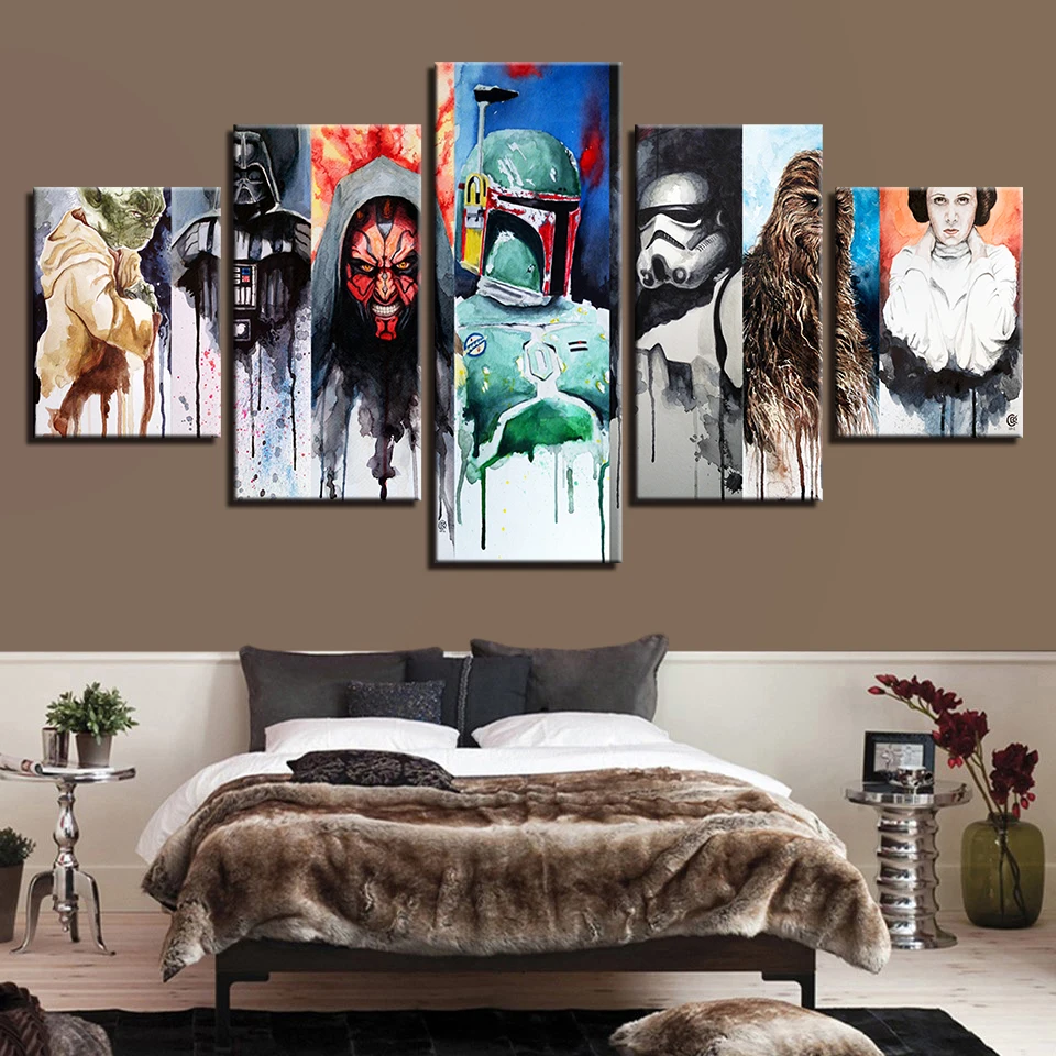 

Canvas Wall Art Pictures Home Decor Living Room 5 Pieces Star Wars Paintings HD Prints Movie Character Abstract Poster Framework