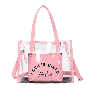 

2pcs/set Big Totes Clear Shoulder Handbags Women Exquisite design Clutch Crossbody Messenger Bags for Ladies Party Purse