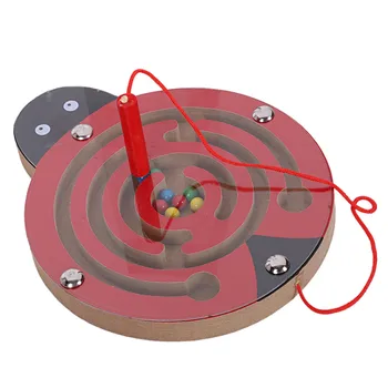 

Children's Magnetic Toys Children's Wooden Puzzle Game Toys Early Education Brain Teasers Wooden Magnetic Maze Transport Pen B