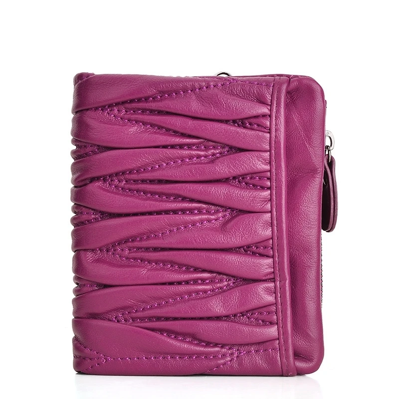 

First Layer Cowhide Korean Pleated Wallet Large Capacity Ladies Wallet Practical Multi-Function Wallet Female
