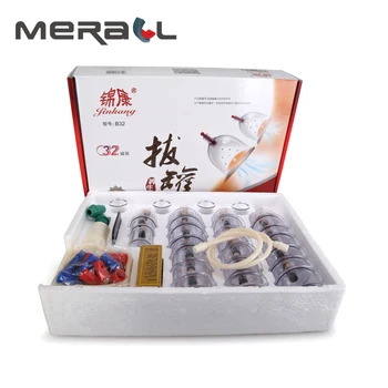 

32 Cans Cups Chinese Vacuum Cupping Kit Pull Out Vacuum Apparatus Therapy Relax Massagers Curve Suction Pumps healthy care tool