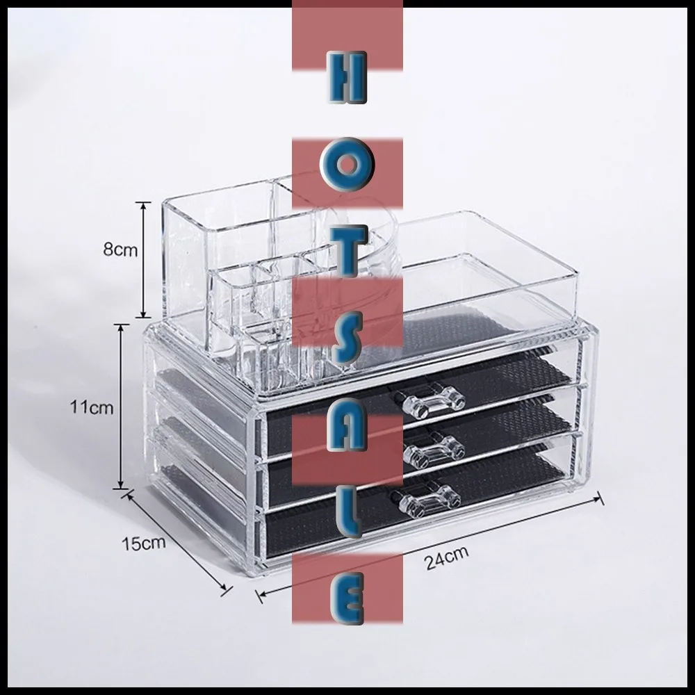 

Hot Arrivals Multi-layer large capacity drawer type transparent cosmetic plastic storage box desk accessories