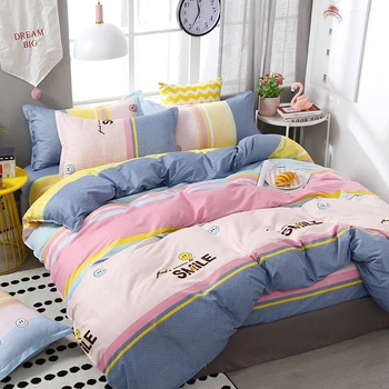 

4pcs/set Girl's Pink World Cartoon Style Printing Comfortable Bedding Set Bed Linings Duvet Cover Bed Sheet Pillowcases 51