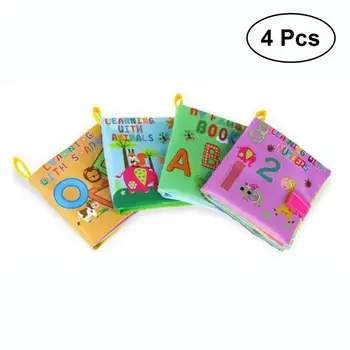 

4pcs Babys Cloth Book Development Early Learning Non-Toxic Educational Toys Reading Books animals & letters & numbers & pictures