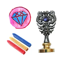 Индивидуальная восковая печать комплект печатей с логотипом, украшенным стразами металлической ручкой дракона Подарочный винный набор пакет свадебные приглашения карта конверт печать штамп