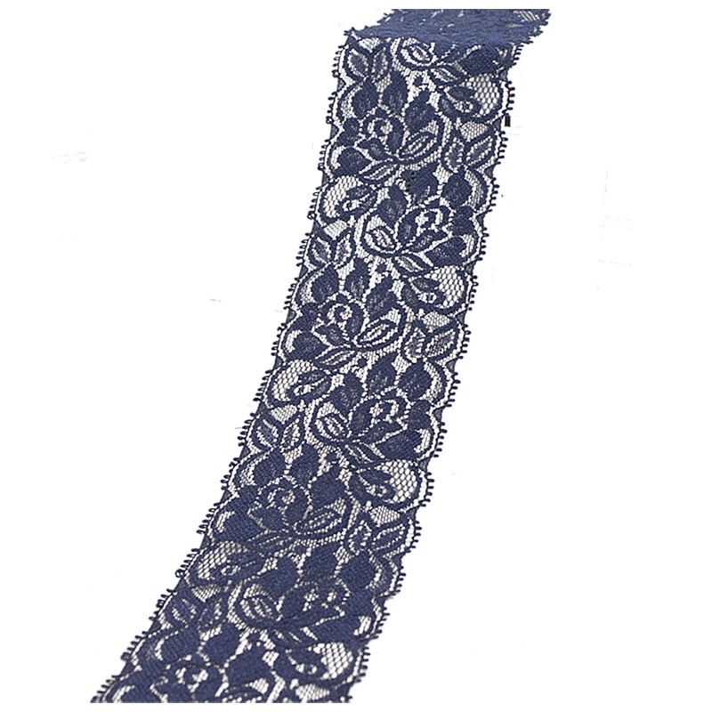 

SOFT-Floral Flower Stretch Lace Trim Ribbon Sewing Dress Skirt Handicrafts Decoration Color:Dark Blue