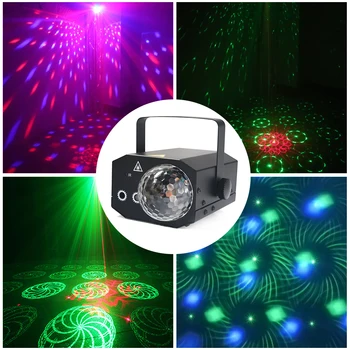 

Disco Light La-ser Projector RGB Stage Light Disco LED Magic Ball Party Lights Sounds Active Music Center Strobe Lamp Party DJ