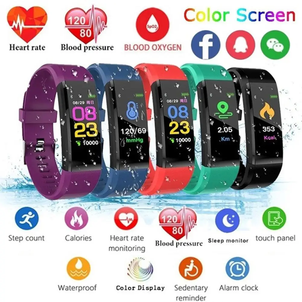

ID115 PLUS Color Screen Smart Bracelet Sports Pedometer Fitness Running Walking Tracker Heart Rate Pedometer Smart Band