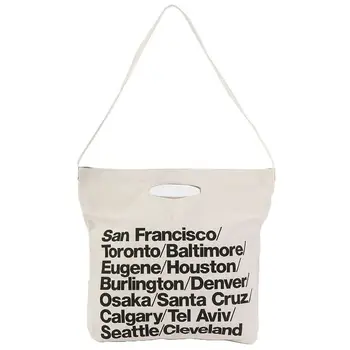 

New Trend American Canvas Shoulder Bags Messenger Shopping Bag Handbag (White)