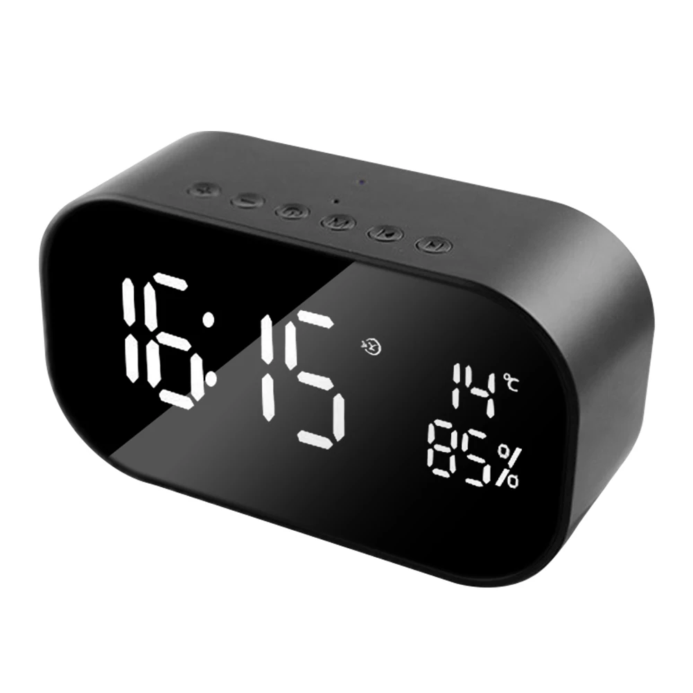 Digital Alarm Clock LED Alarm Clock FM Radio Wireless Bluetooth Speaker Support Aux TF Office Bedroom Home Snooze Display Time